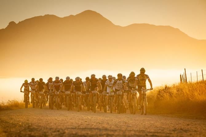 The lead group during stage 5
