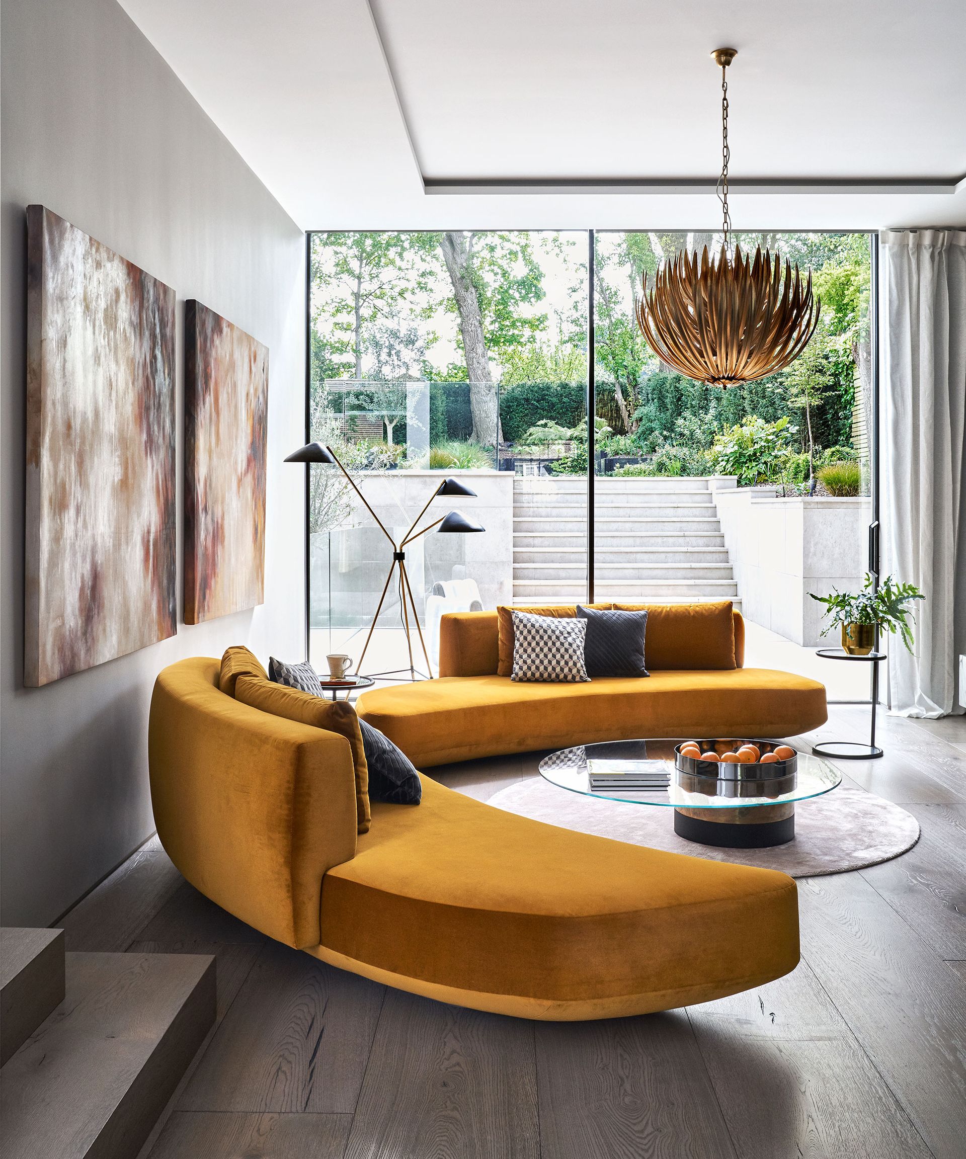 Family room ideas with curved furniture