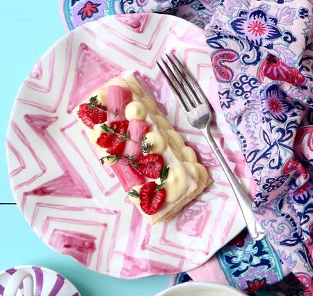 Melanie Johnson's rhubarb, raspberry and thyme mille-feuille