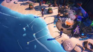 Players fish together in Survival Kids