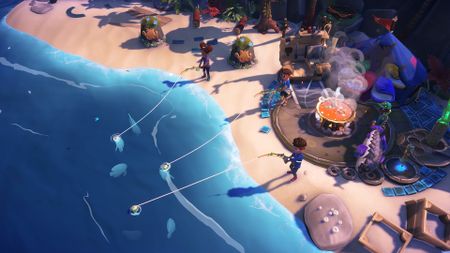 Players fish together in Survival Kids