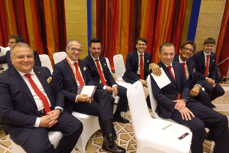 Joaquim Rodriguez, in the middle, is with the team in a mentoring capacity