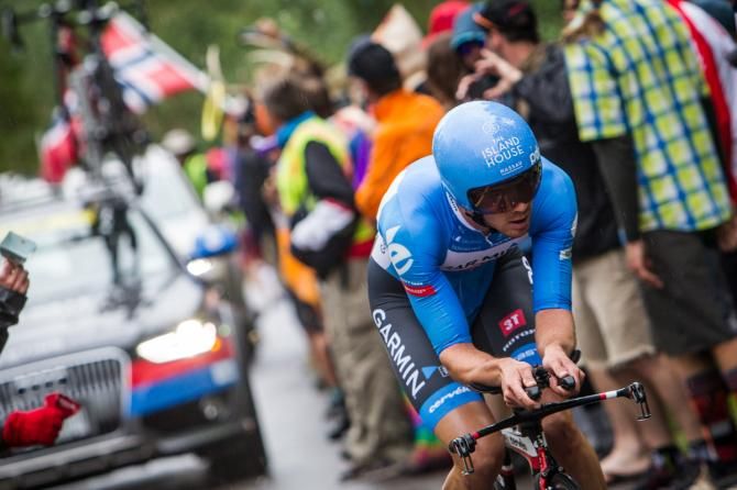 A Garmin-Sharp rider out on course