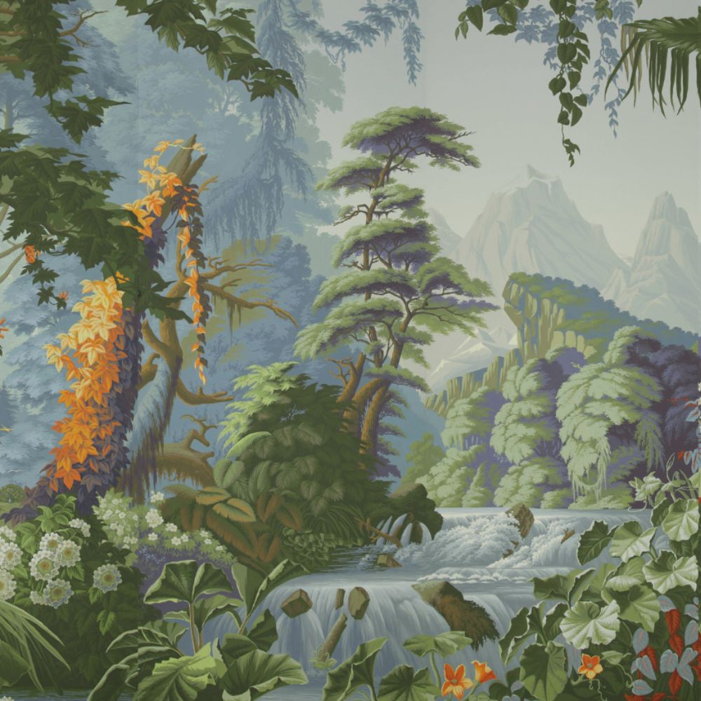 Botanical tropical scene wallpaper