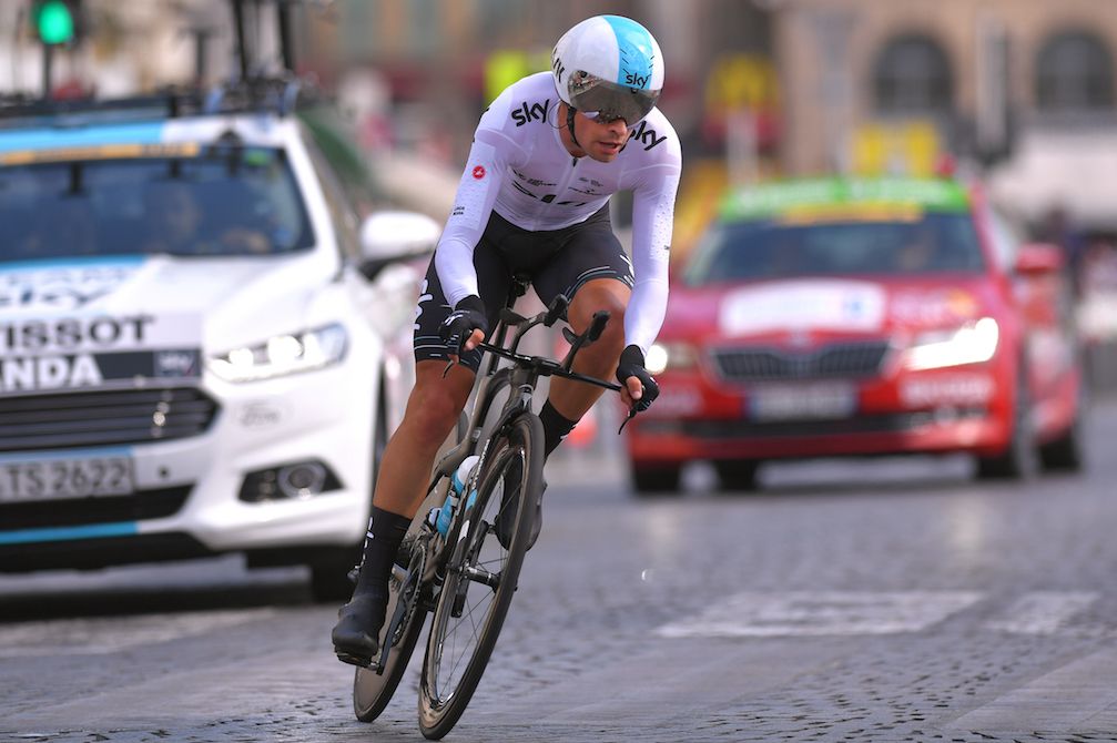 Mikel Landa racing the 20th stage of the Tour de France