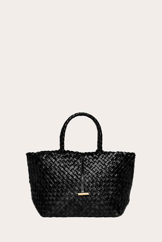 Midi Leather Basket Black