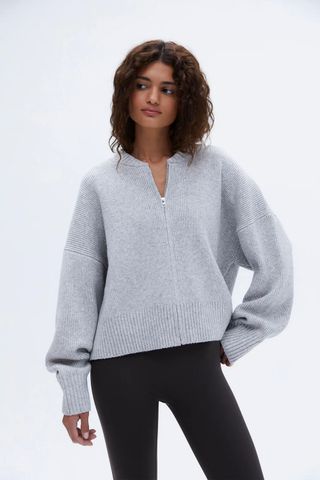 Knit Bomber Jacket - Grey Melange