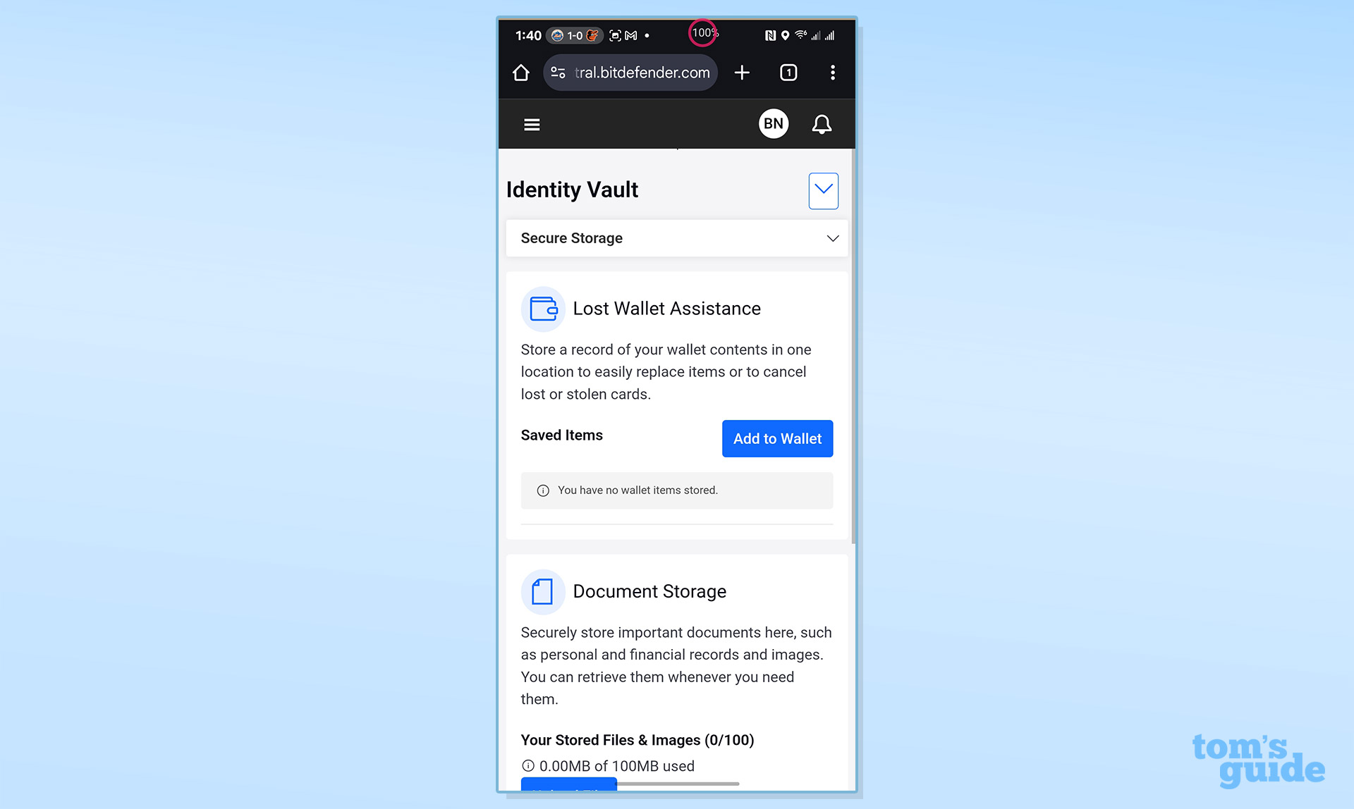 Screenshot of the Bitdefender Ultimate Security Plus Extended app