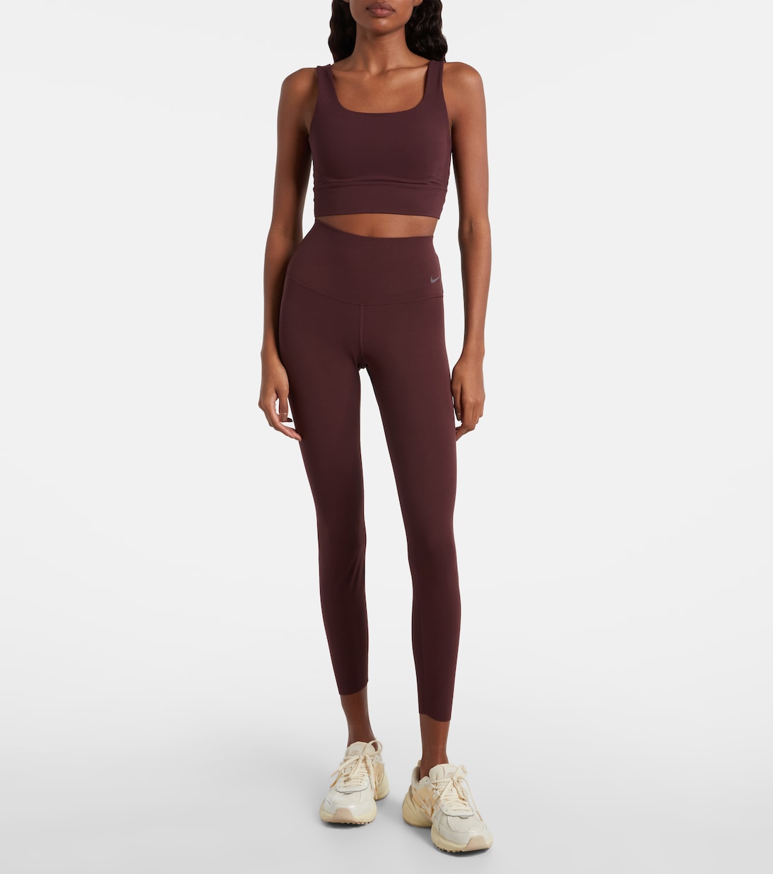 Nike Zenvy Cropped Leggings in Burgundy - Nike