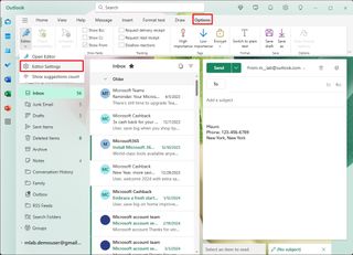 Outlook editor settings