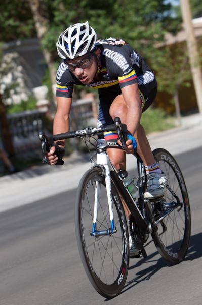 Edwin Avila (Columbia) spent most of the race off by himselfJason McCartney (UnitedHealthcare) leads the team at the front