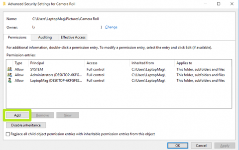 windows 10 require permission from myself