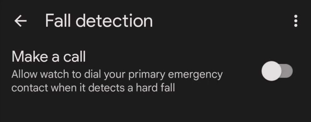 Enabling the fall detection feature on the Pixel Watch phone app.