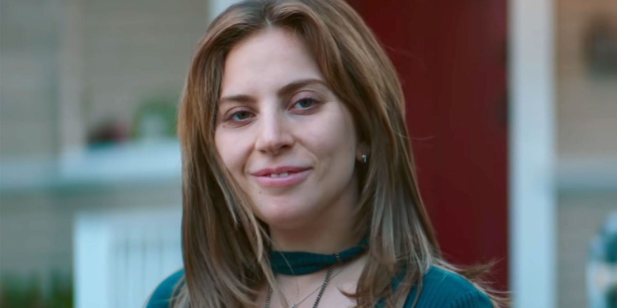 A Star Is Born Lady Gaga smiling in front of her house