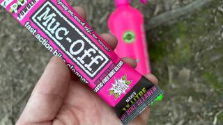 Close up detail on packaging of Muc-Off Punk Powder