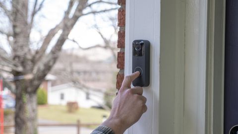 Pressing the button on Blink Video Doorbell