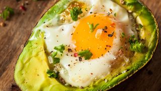 Egg baked into half an avocado