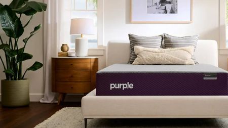 A modern bedroom with a mattress from Purple.