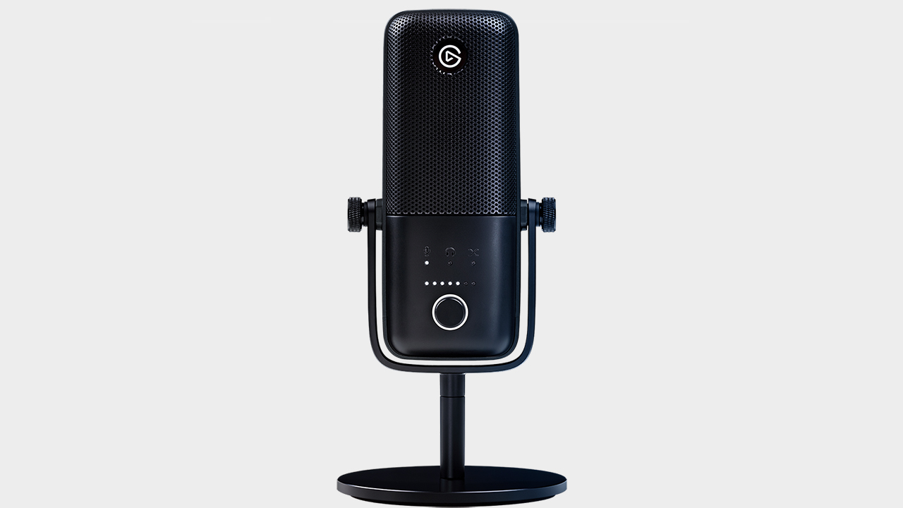 Elgato Wave 3 microphone on a grey background