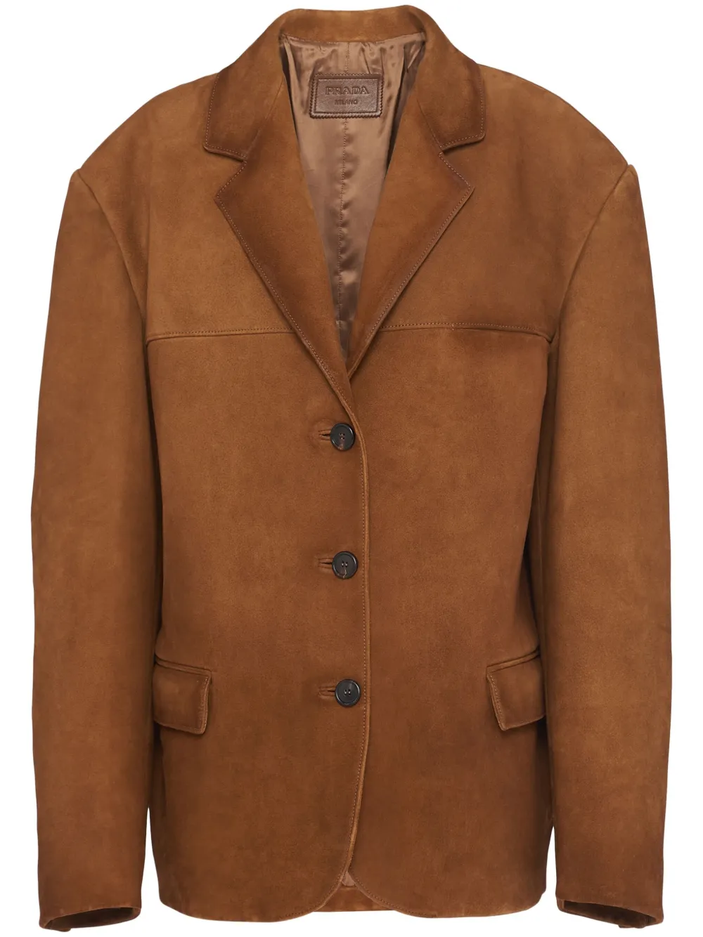Prada Single-Breasted Suede Blazer | 40