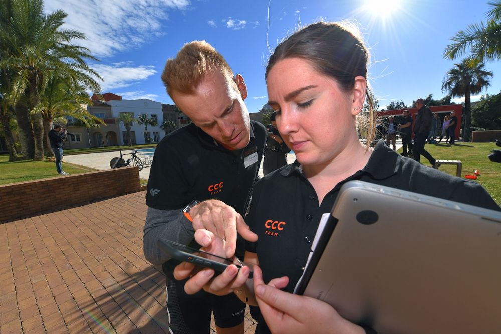 Alessandro De Marchi and Amy Cameron, Press Officer of CCC Team