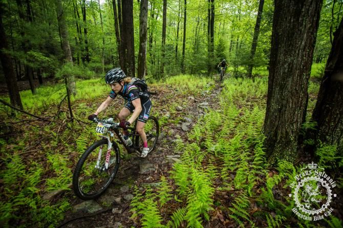 Ellen Noble traverses a rocky section of trail on stage 4.