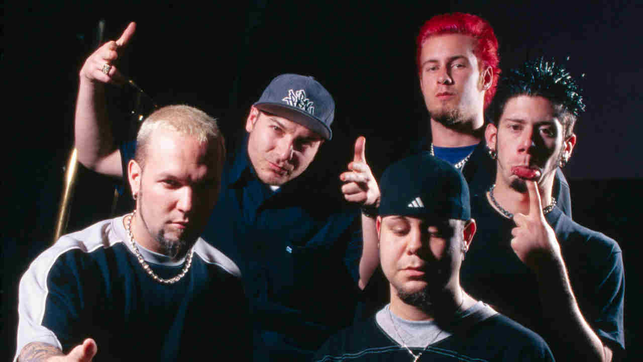 Limp Bizkit posing for a photograph in the late 1990s