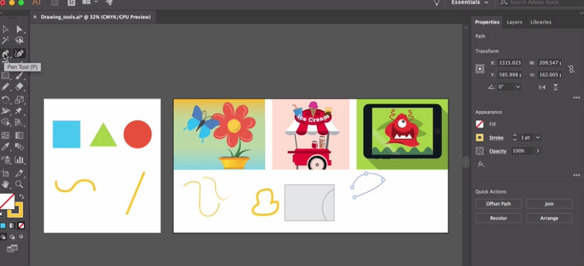 Adobe Illustrator tutorials: drawing tools in Illustrator