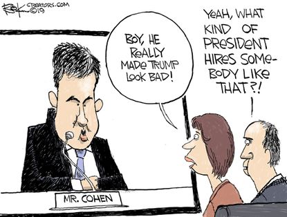 Political cartoon U.S. Trump Michael Cohen testimony&nbsp;
