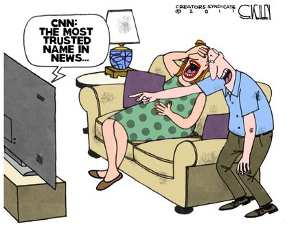 Political cartoon U.S. CNN trusted fake news