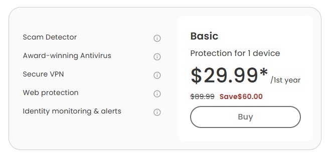 McAfee Basic plan