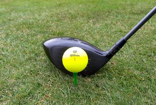 Wilson Duo Optix golf ball - at address with driver