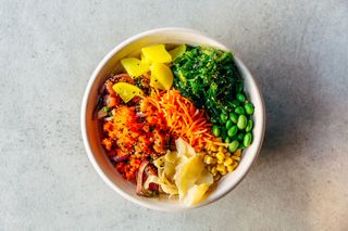 Foods for flat stomach: a Poke bowl