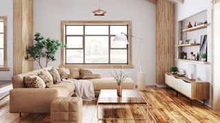 Living room with polished wooden floor