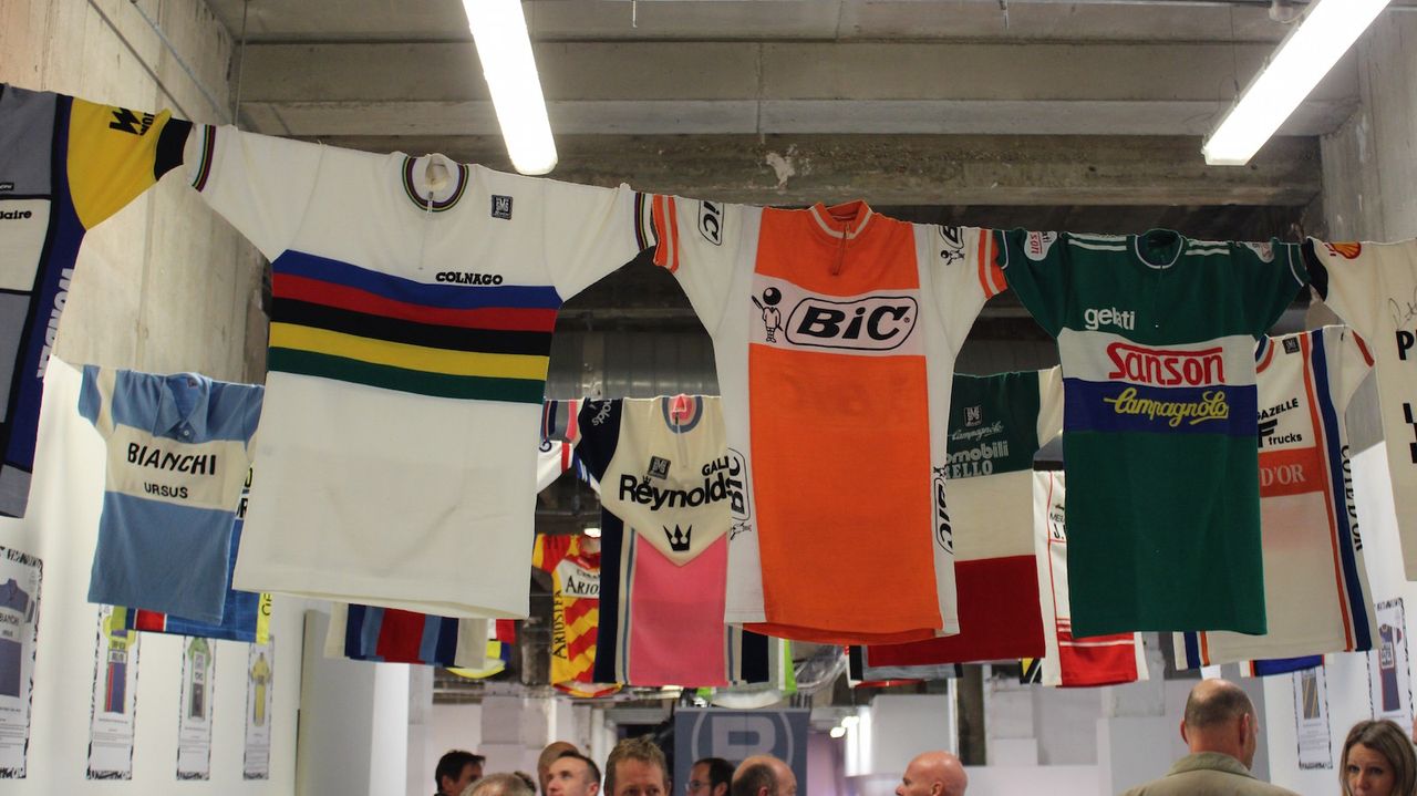 Vintage jerseys on display