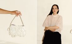 Left, Completedworks pearl bag; right, Completedworks founder Anna Jewsbury