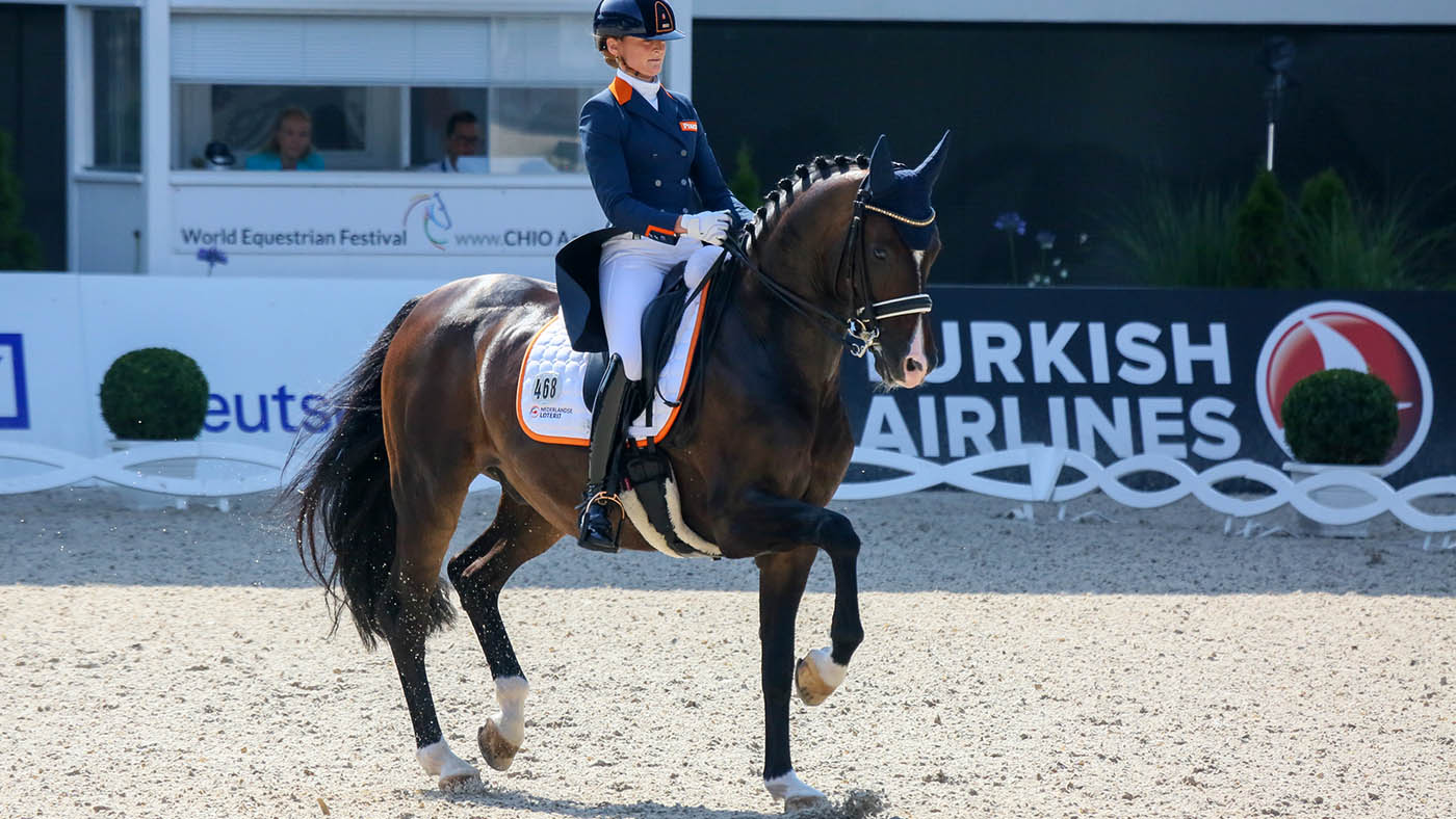 Torveslettens Titanium RS2, pictured at Aachen in 2022, has undergone colic surgery