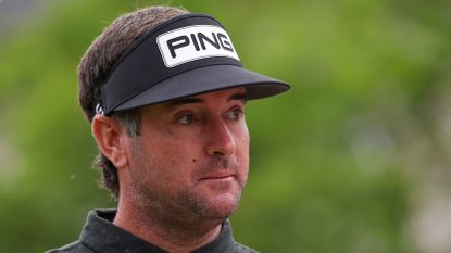 Bubba Watson preparing to hit a tee shot during a practice round for the 2022 PGA Championship