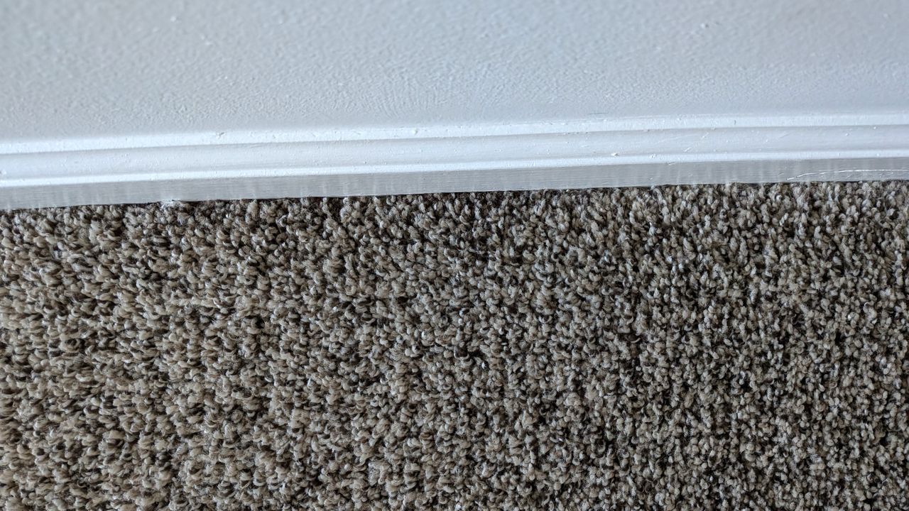 Edge of carpet after second pass with Shark PowerDetect Speed vacuum cleaner on high power