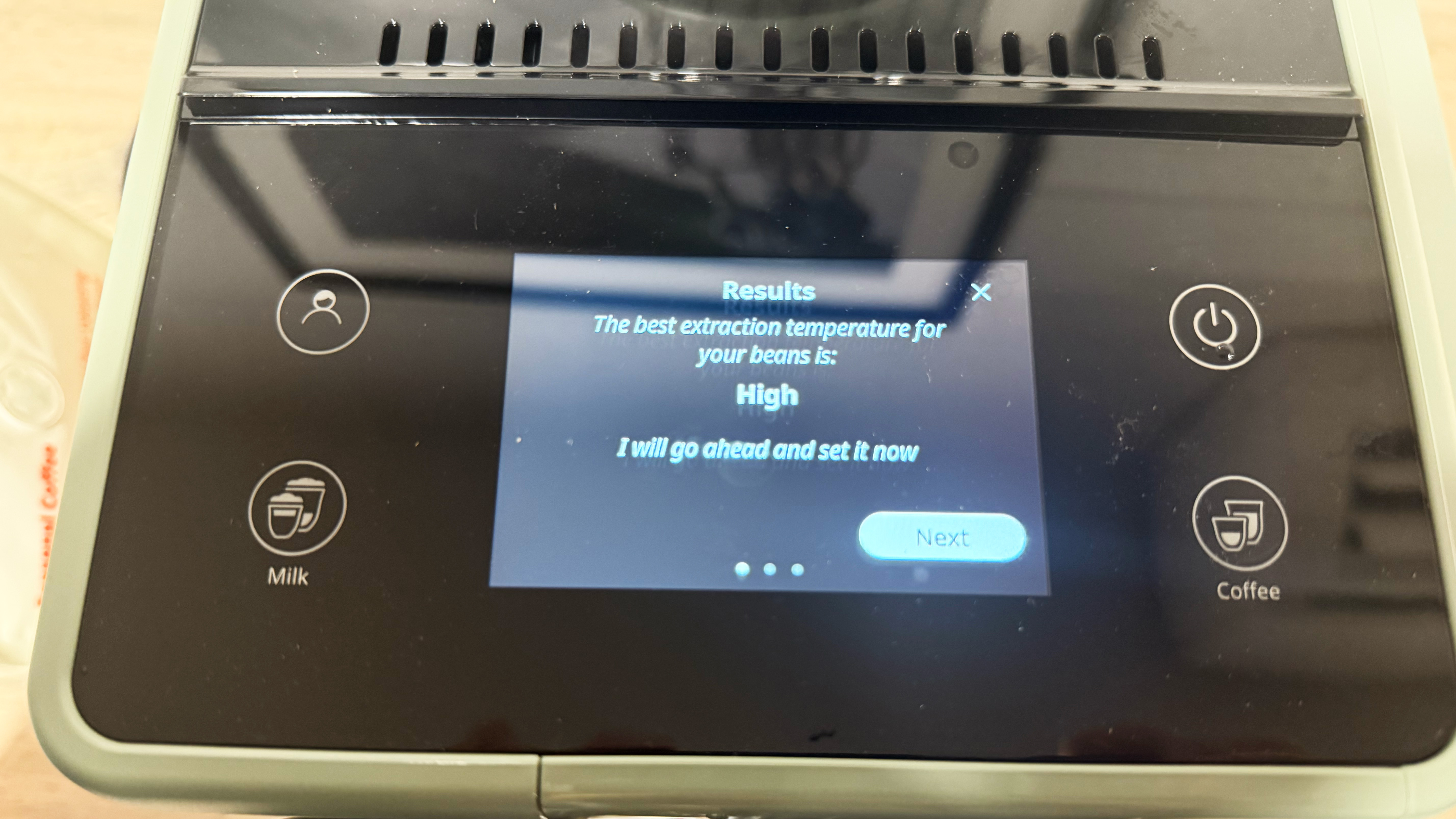 the screen of the delonghi rivelia