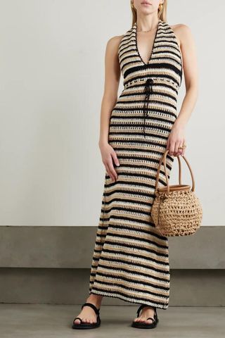 Faithfull The Brand Torcello striped crocheted cotton maxi dress