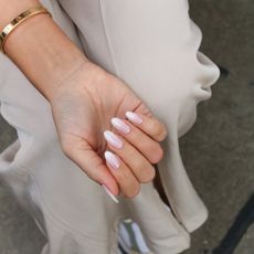 Close-up shot of a BIAB manicure.