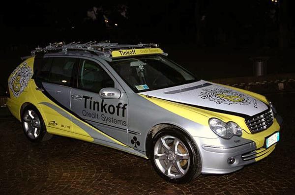 The team's car ...is a nice German ride.