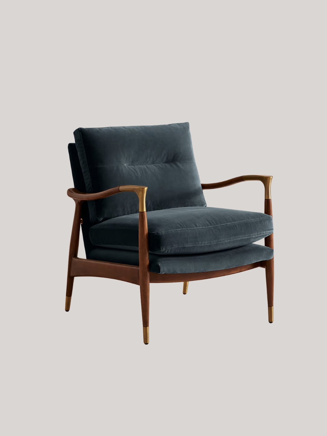 Soho Home, Theodore Armchair, Velvet, Grey Blue