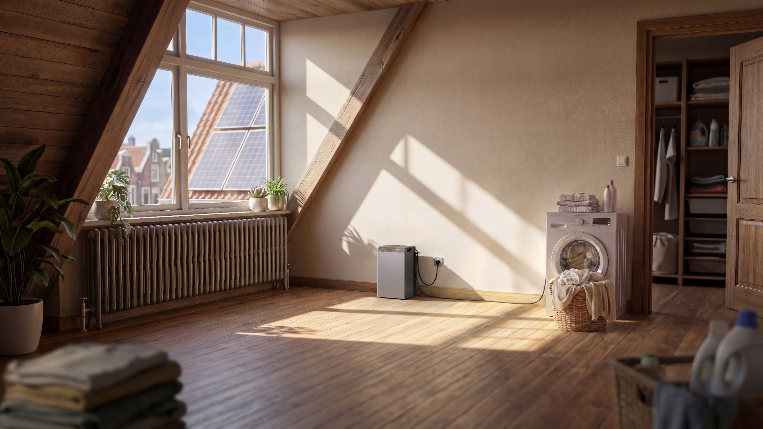 EcoFlow STREAM unit installed in a home attic.