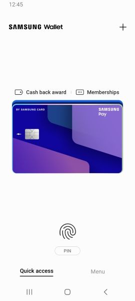 Samsung Wallet quick access