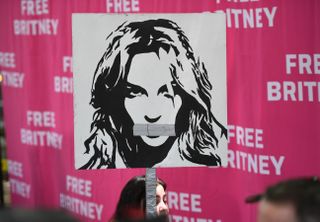 Free Britney poster showing Britney Spears with tape over mouth