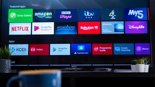 A smart TV showing various entertainment apps