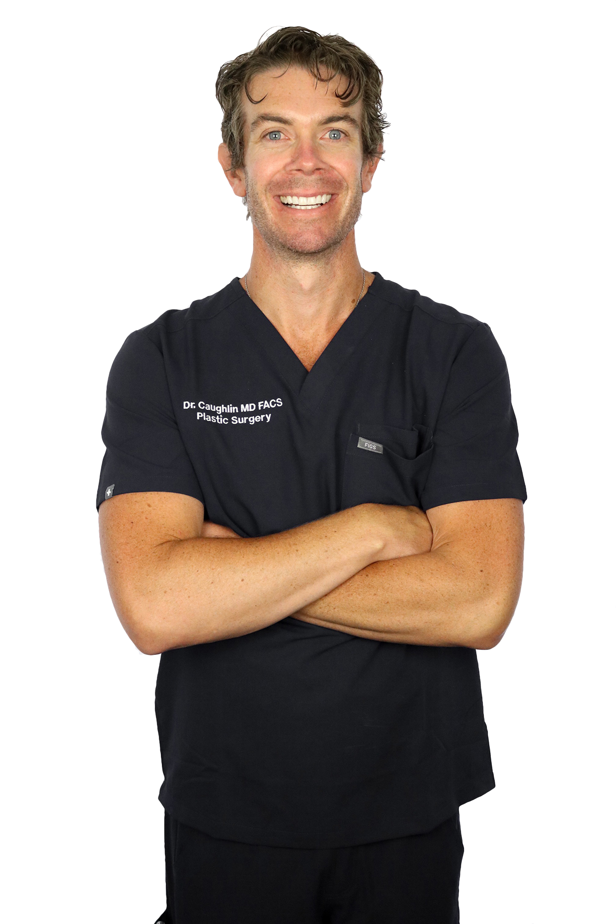 Dr Benjamin Caughlin in blue scrubs