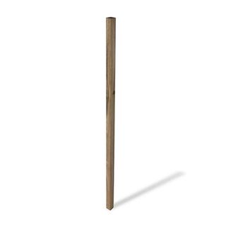 Wooden fence post standing up on its end on a white background 
